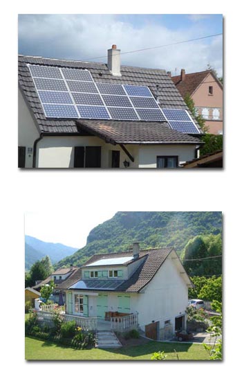 Nos réalisations en panneaux solaire photovoltaïque en haut en Isère et en bas en Alsace