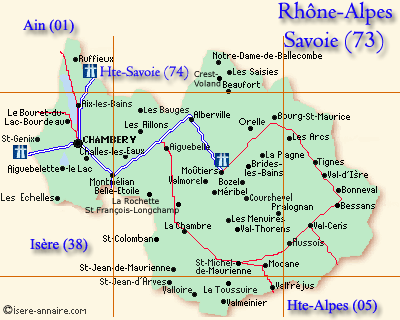 Carte Auvergne-Rhone-Alpes Savoie 73