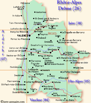 Carte Auvergne-Rhone-Alpes Drome 26